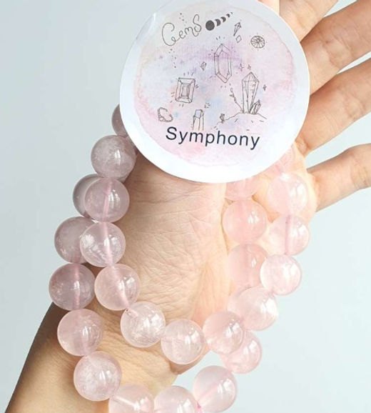 Pink Azeztulite/Rose Quartz Bracelets 9mm/ 12mm/ 13mm | Gem Symphony