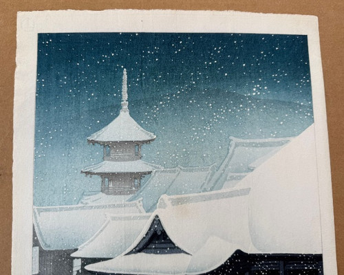 川瀬巴水「春の雪 京都清水寺」昭和7年（1932）作・木版画 | 川瀬巴水