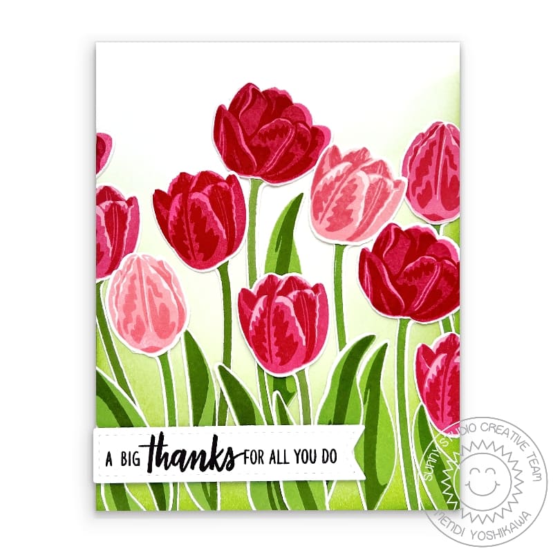 Sunny Studio Tranquil Tulips Stamps & Dies Clear Spring Floral Set