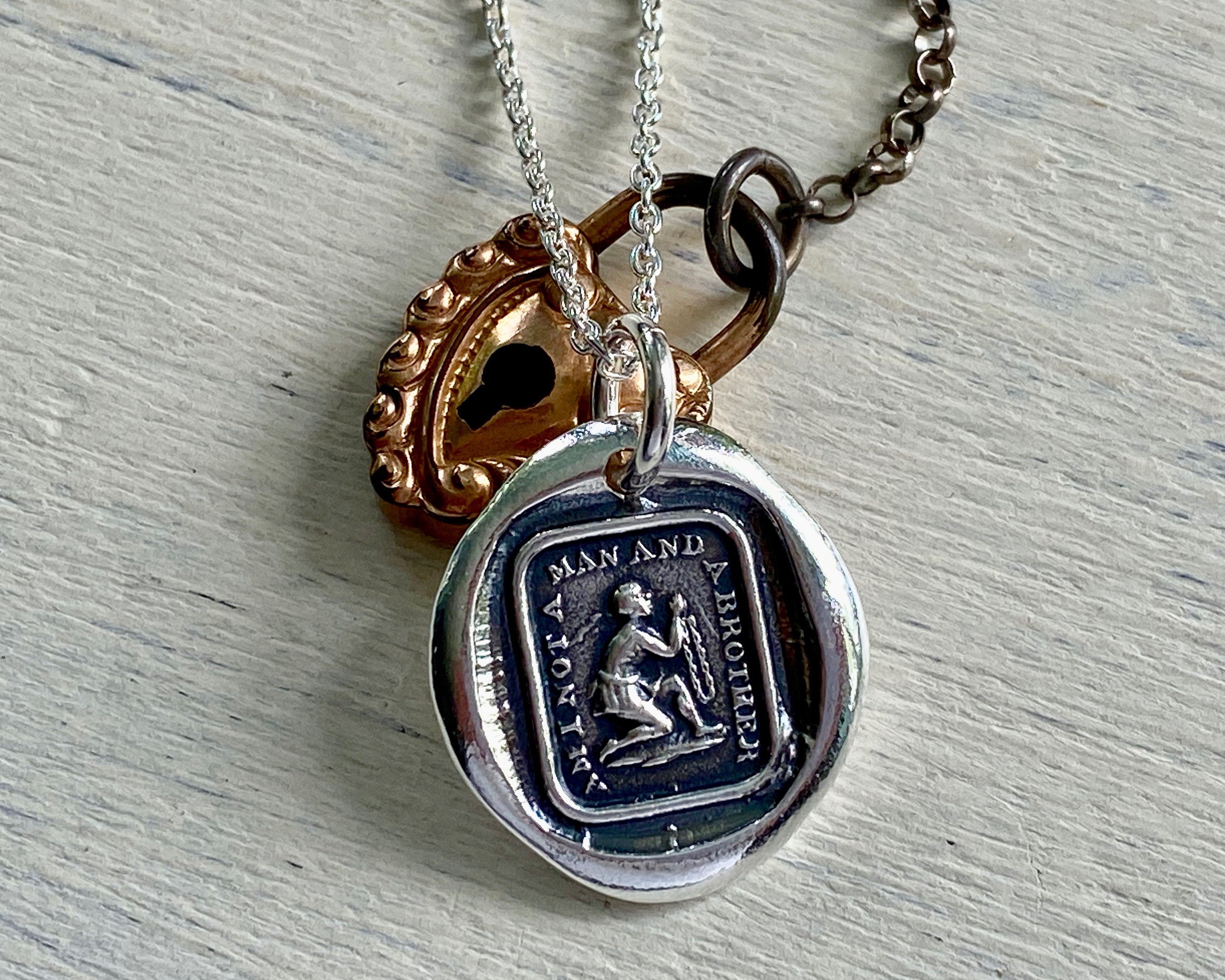 am I not a man and a brother wax seal necklace | suegray jewelry