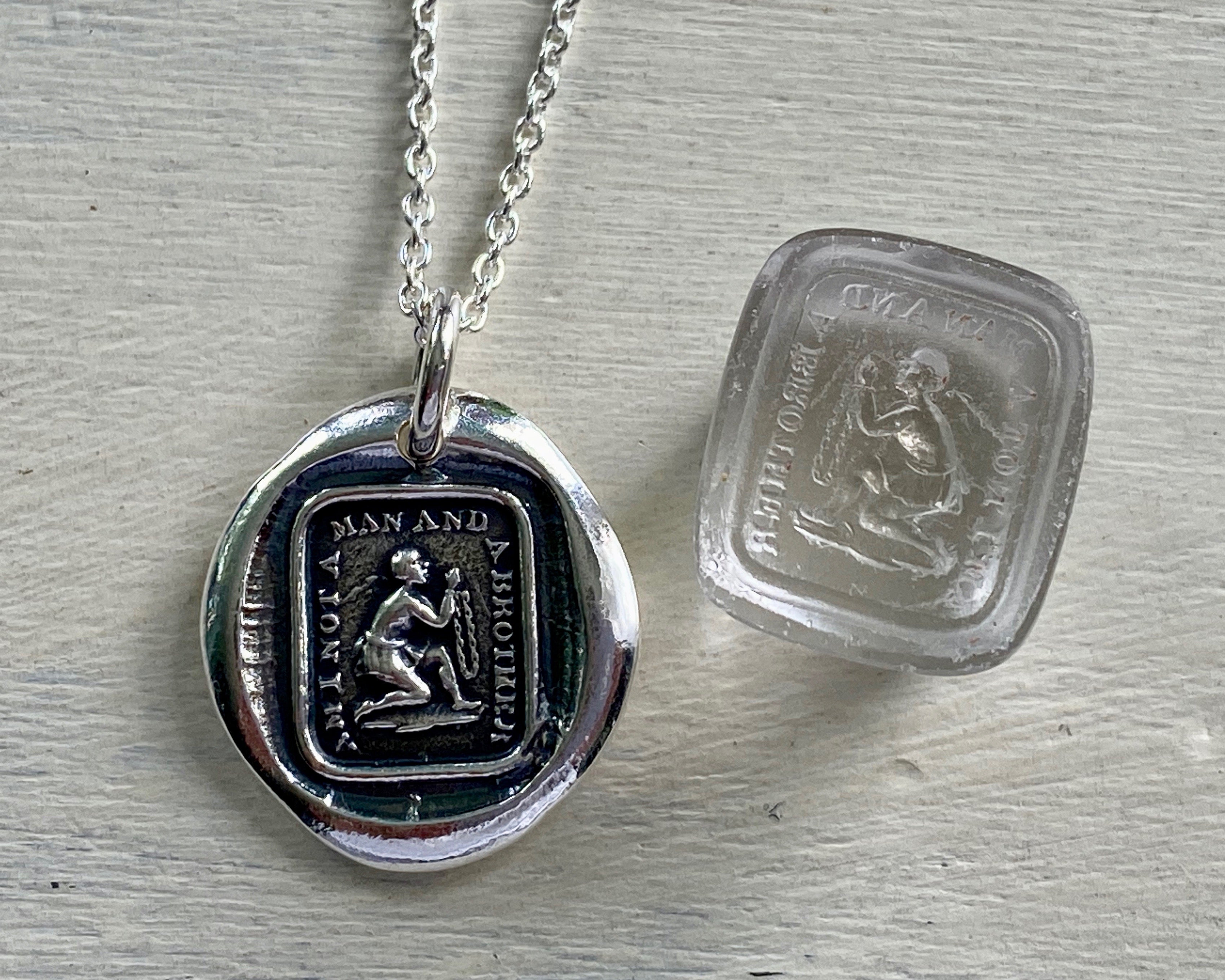 am I not a man and a brother wax seal necklace | suegray jewelry