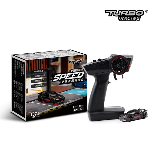 TURBO RACING 1/76スケール C74ブラック オンロードカー [C74