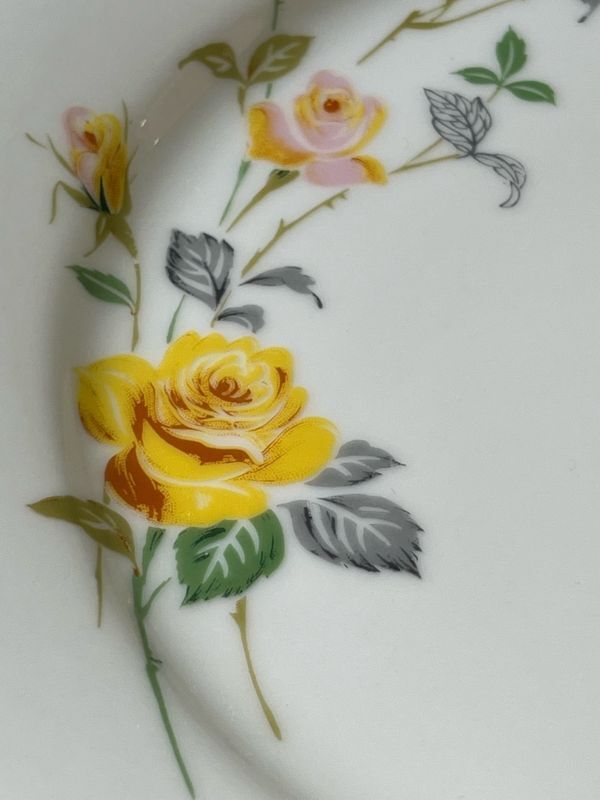 NORITAKE ノリタケ アイボリーチャイナ RC 黄色い薔薇の花柄プレート 5